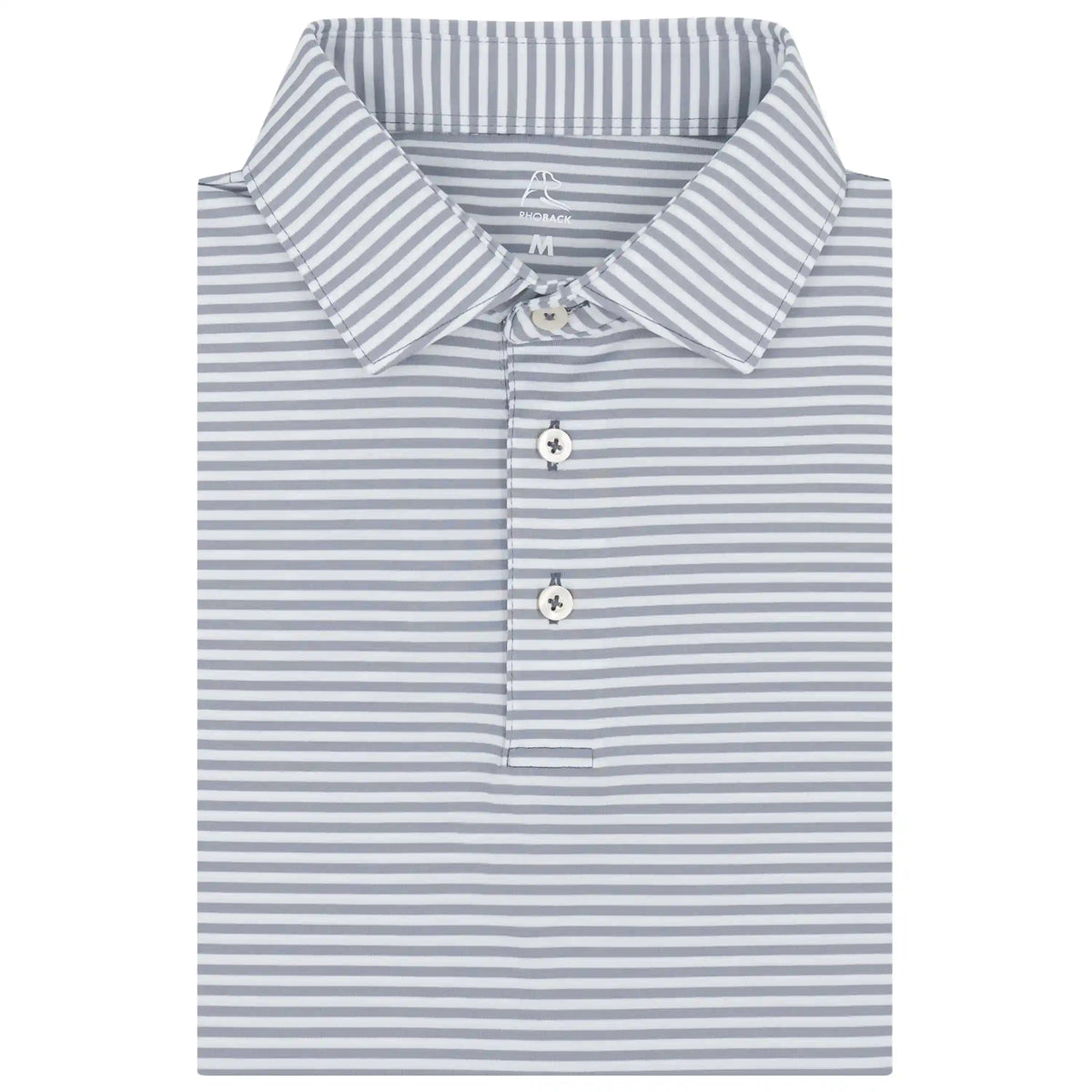 The Birdie Stripe | Performance Polo | The Birdie Stripe - Stainless Steel/White