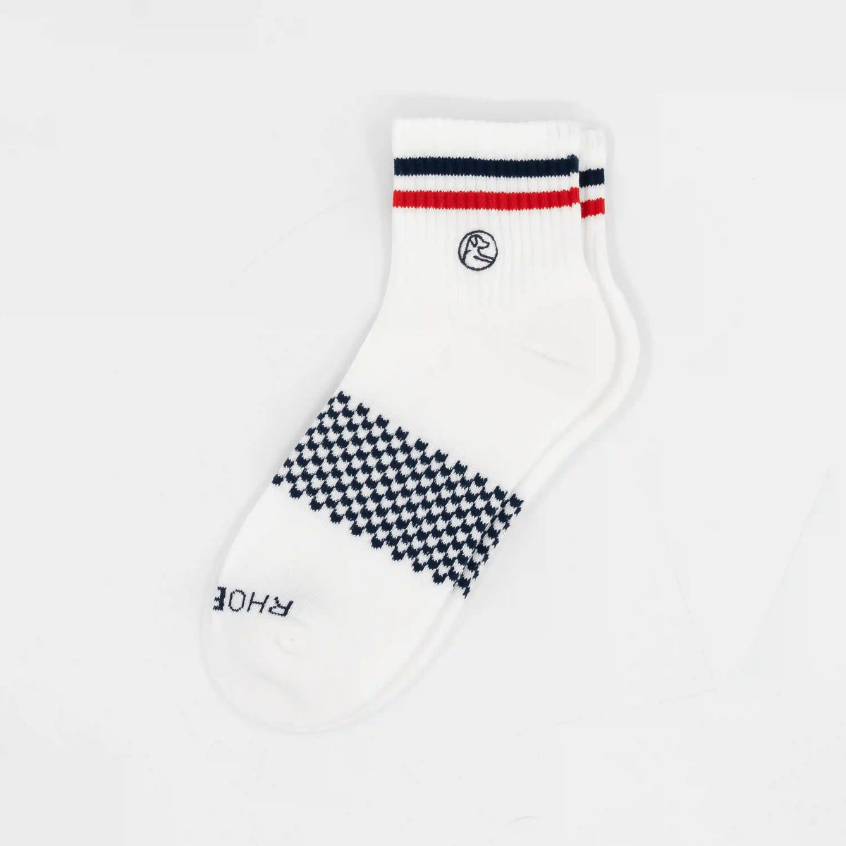 Stratus Performance Half Crew Socks | Solid - White - Cardinal Red/Fleet Navy