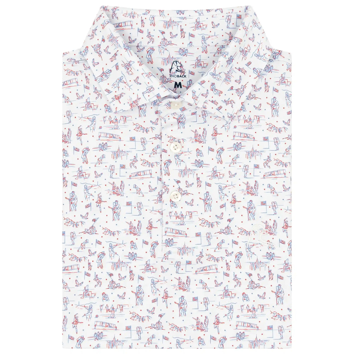 The Land Of The Free | Performance Polo | The Land Of The Free - White/Classic Red - USA