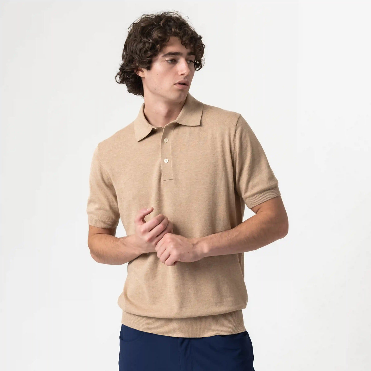 Harbor Stretch Sweater Polo | Heather - Driftwood/Driftwood