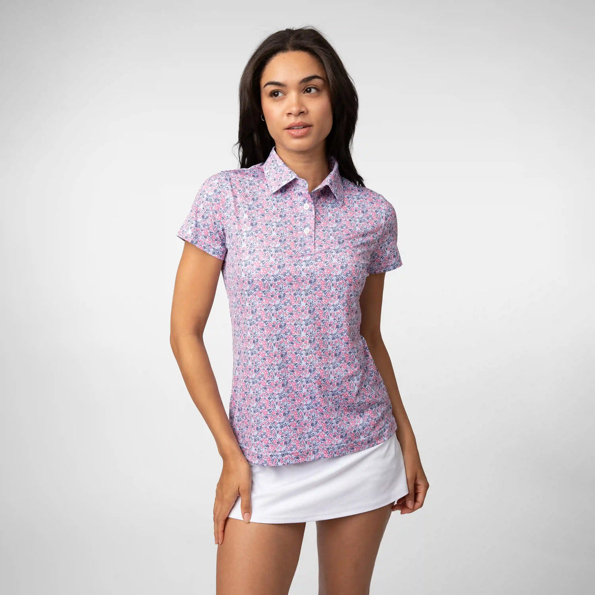 Wildflower Performance Polo | The Wildflower - White/Cashmere Pink