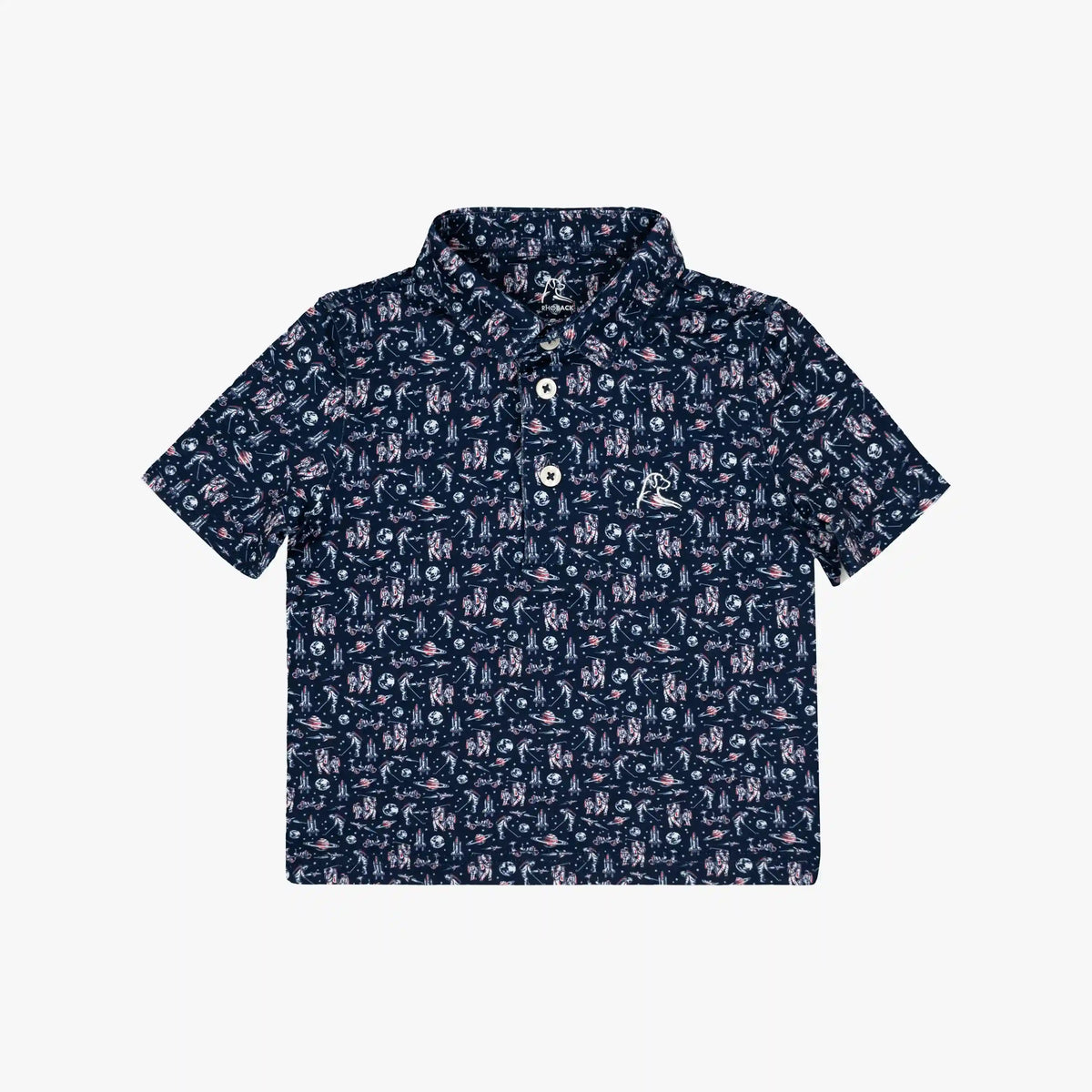 The Lil' Moon Bogey | Performance Polo | The Moon Bogey - Admiral Navy/Classic Red - USA