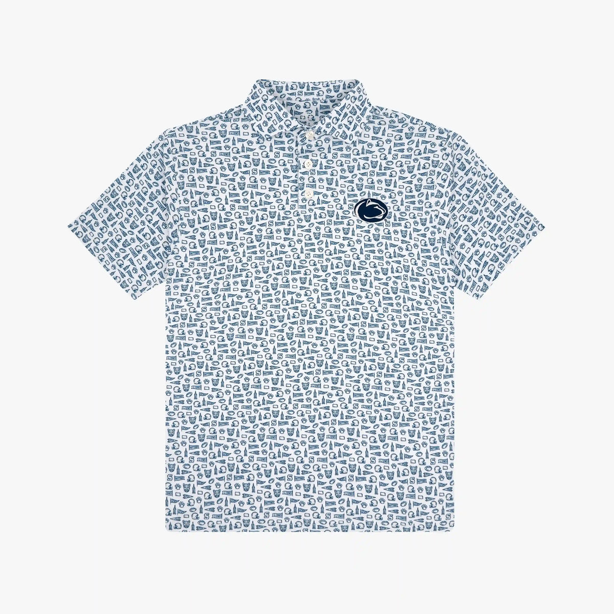 The Youth Penn State Gameday 2.0 | Collegiate Polo | The Penn State Gameday 2.0 - White/Indigo Blue - 1