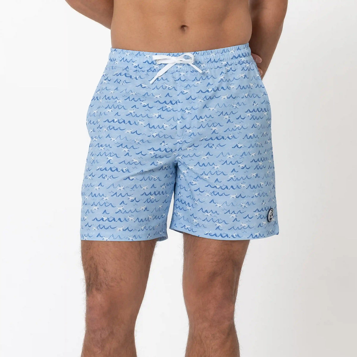 Medley Swim Trunk | The Dog Paddle - Baby Blue/White
