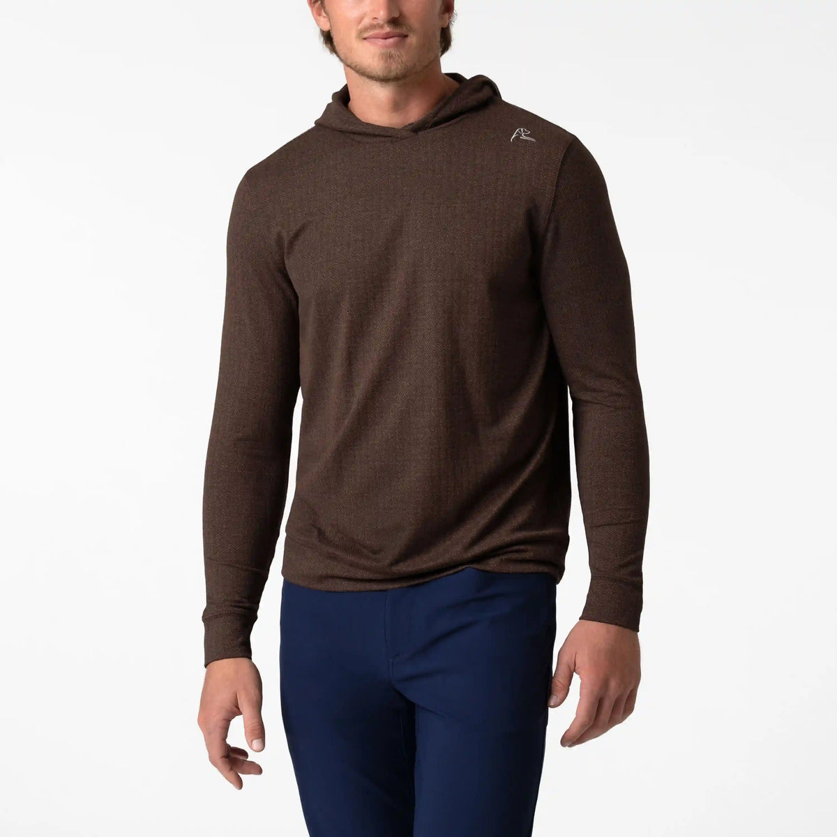 Hesi Performance Hoodie | The Herringbone Jacquard - Sepia/Cocoa
