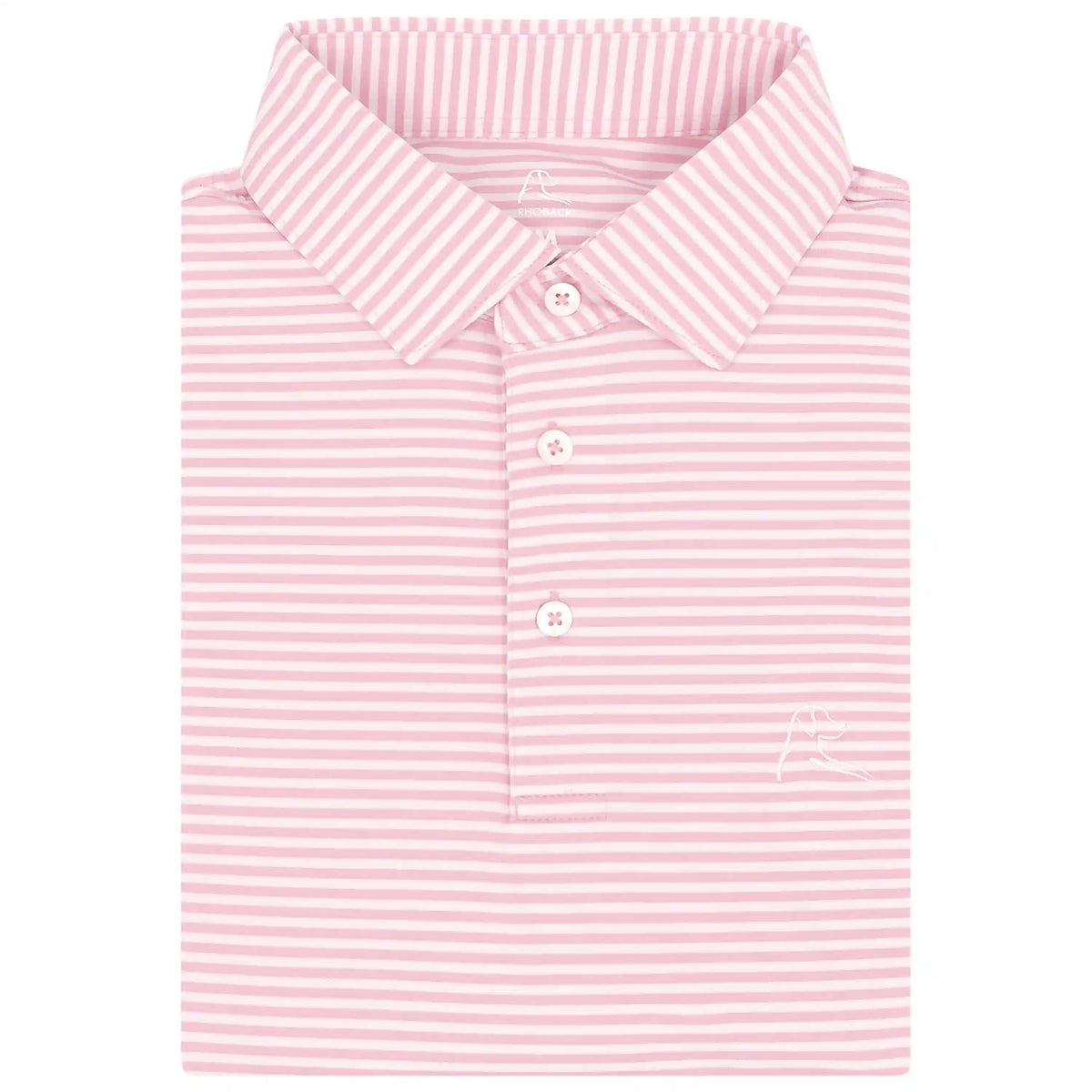 The Birdie Stripe | Performance Polo | The Birdie Stripe - Lotus Pink/White
