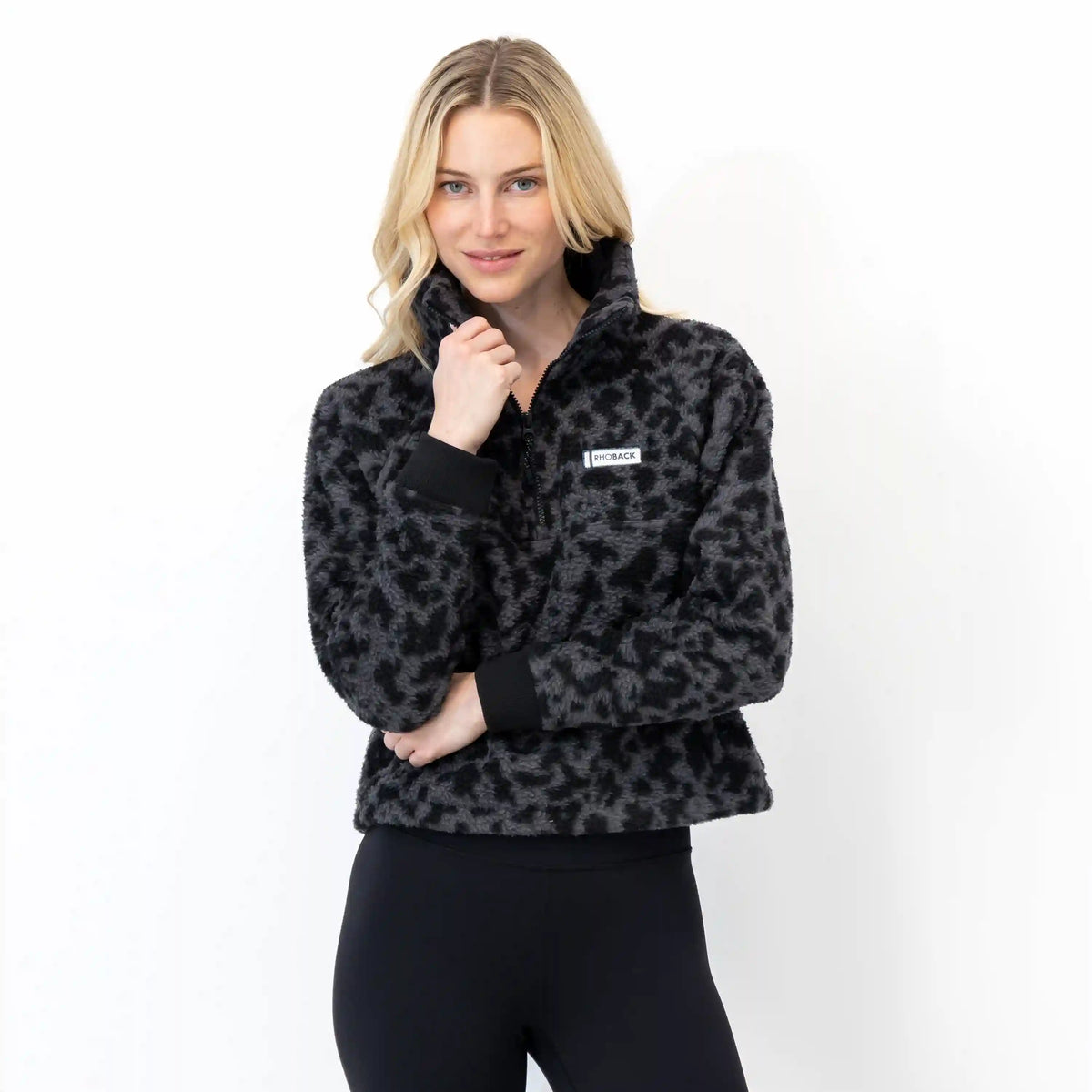 Rivanna Fleece Pullover | The Leopard Camo - Charcoal Grey/Midnight Black