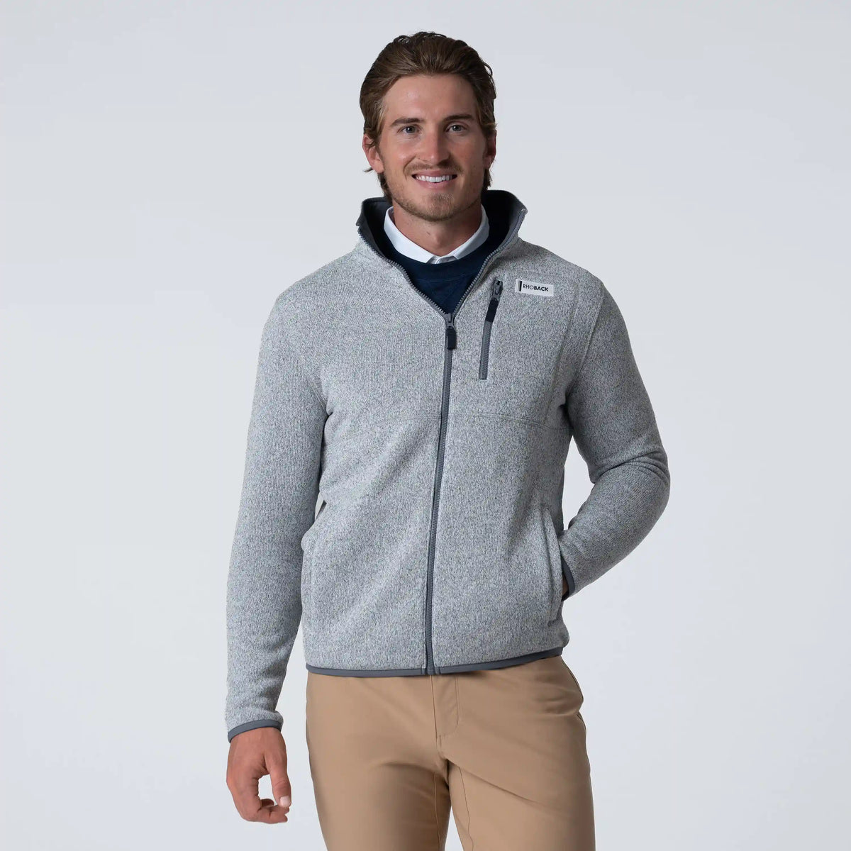 Peak Sweater Fleece Jacket | Heather - Everest Grey/White