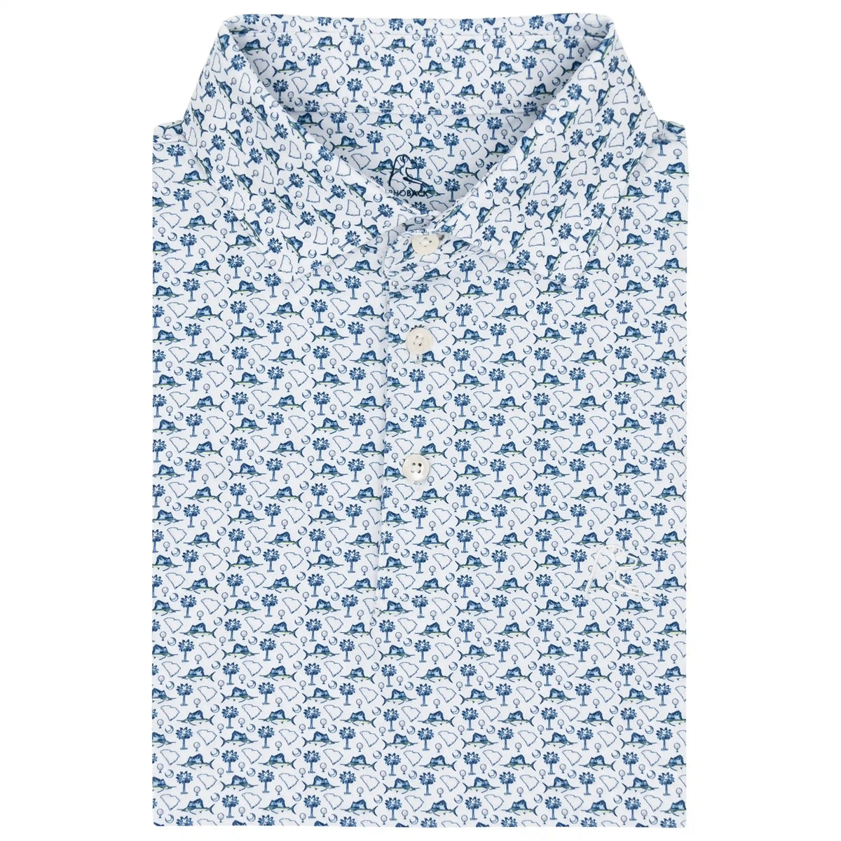The Palmetto Catch | Performance Polo | The Palmetto Catch - White/Fleet Navy - SC