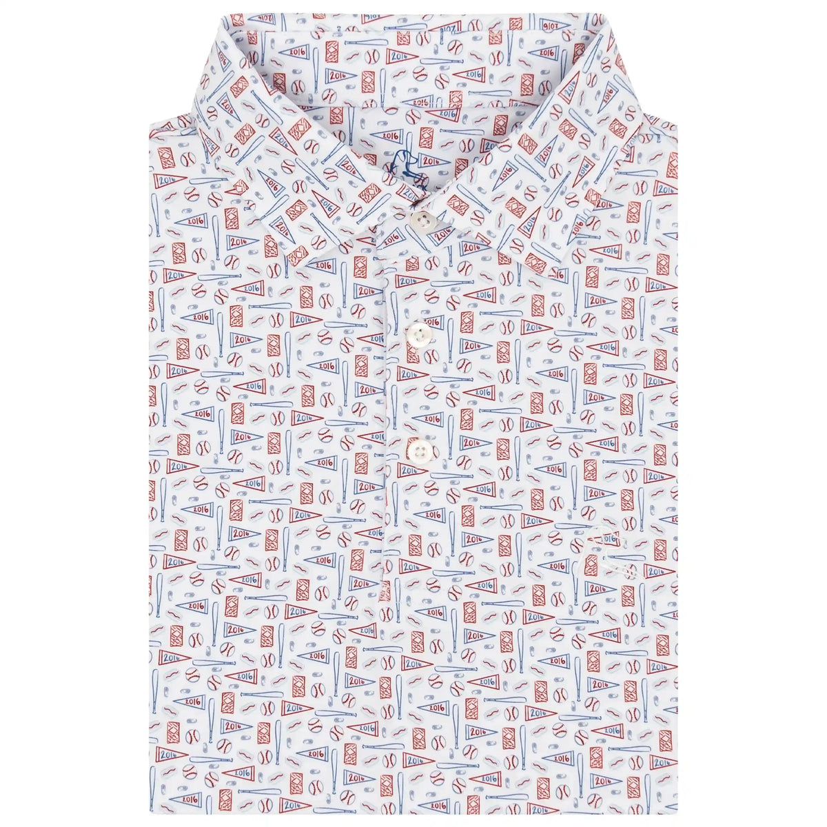 The Pennant Race | Performance Polo | The Pennant Race - White/Short Stop Blue - USA