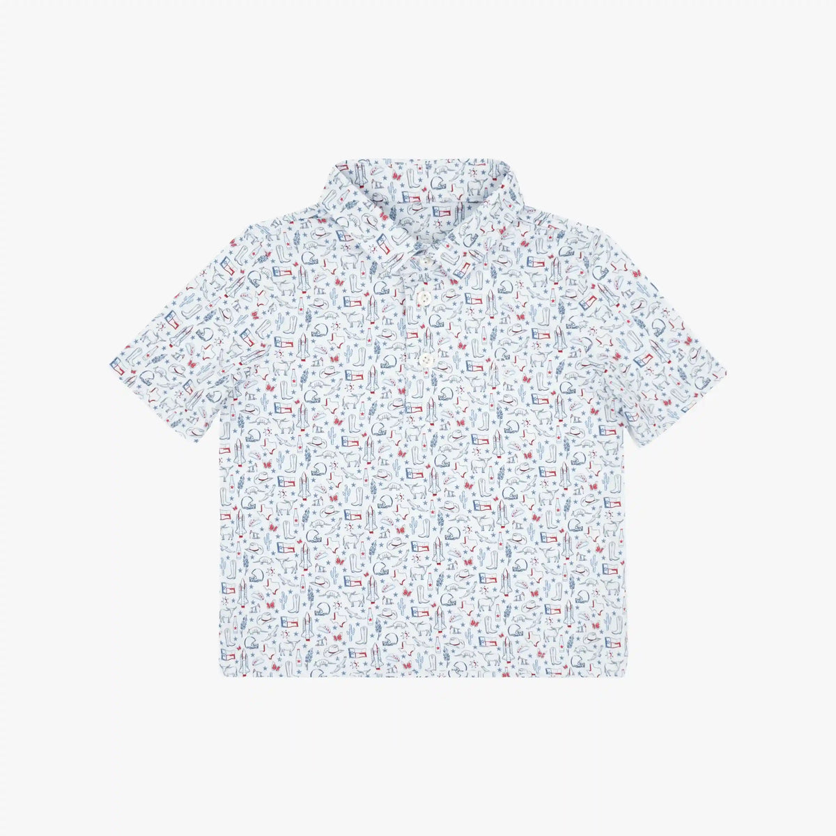 The Lil' Texan | Performance Polo | The Texan - White/Short Stop Blue - TX