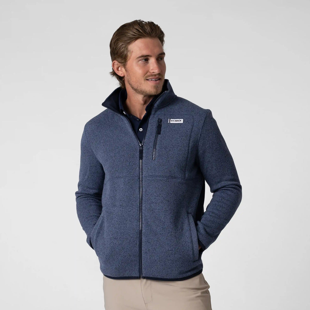 Peak Sweater Fleece Jacket | Heather - Fleet Navy/Coastal Blue