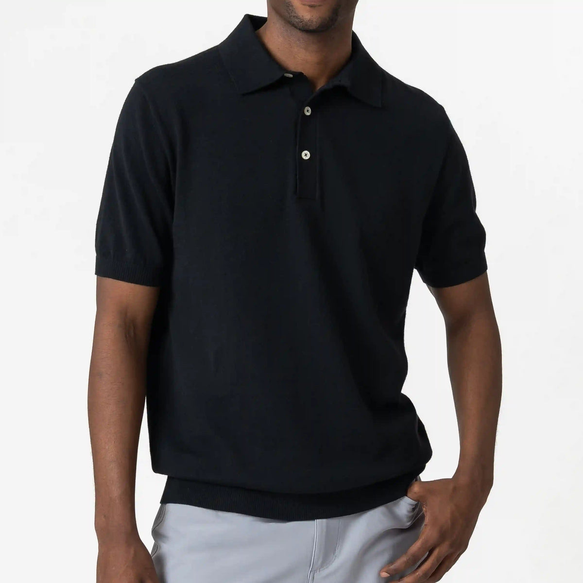 Harbor Stretch Sweater Polo | Solid - Midnight Black