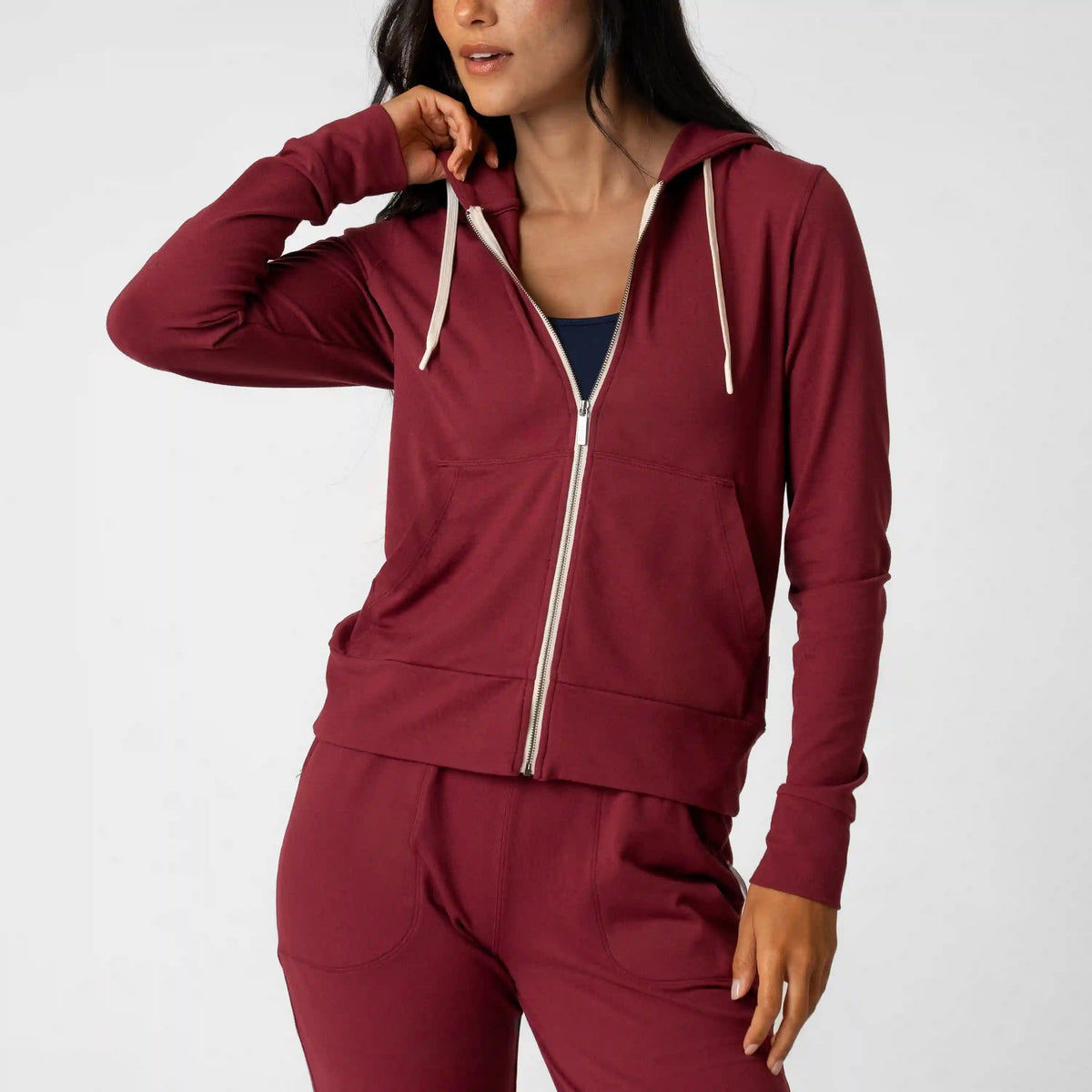 Tempo Full-Zip Hoodie | Heather - Merlot/Merlot