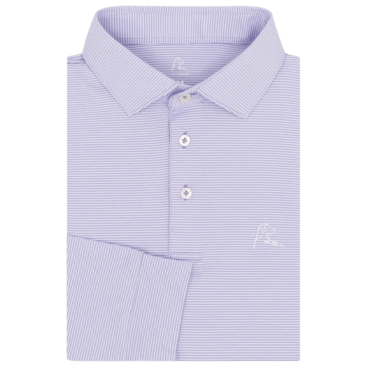 The Crispy Stripe | Long Sleeve Performance Polo | The Crispy Stripe - Lavender/White