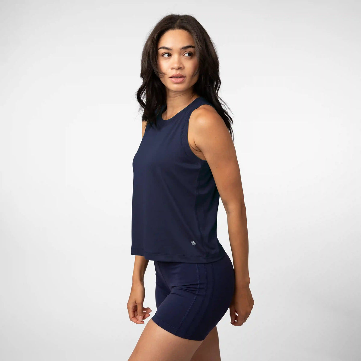 Drift Performance Crop Tank | Heather - Fleet Navy/Nightshade