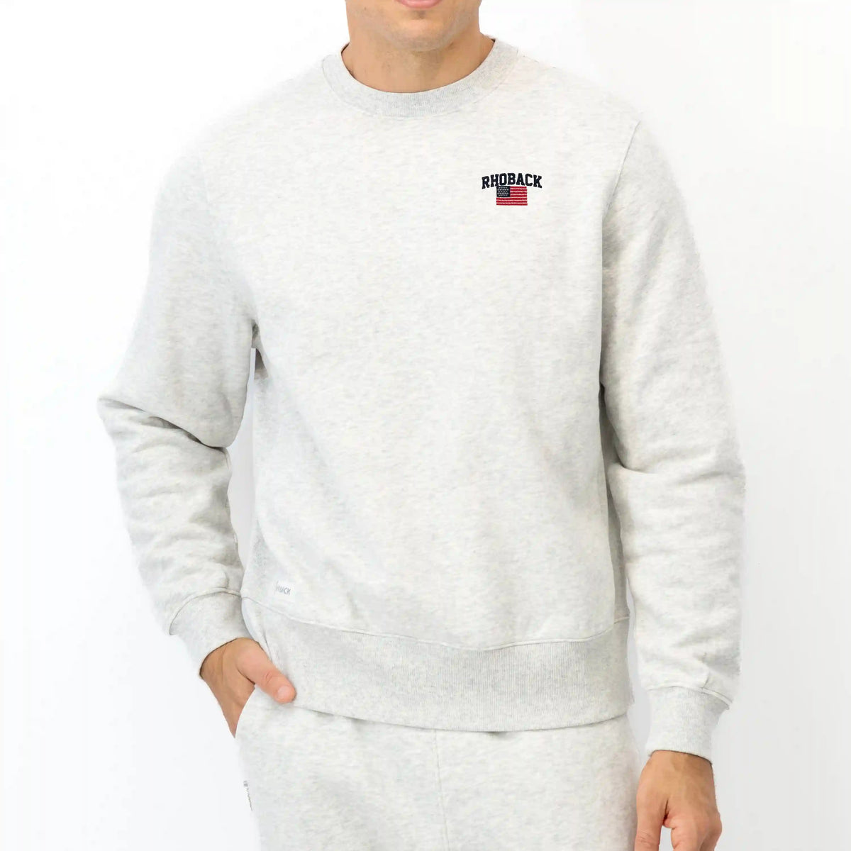 Ready Crewneck | Heather - Ivory - RBUSA ARCH 1 NAVY