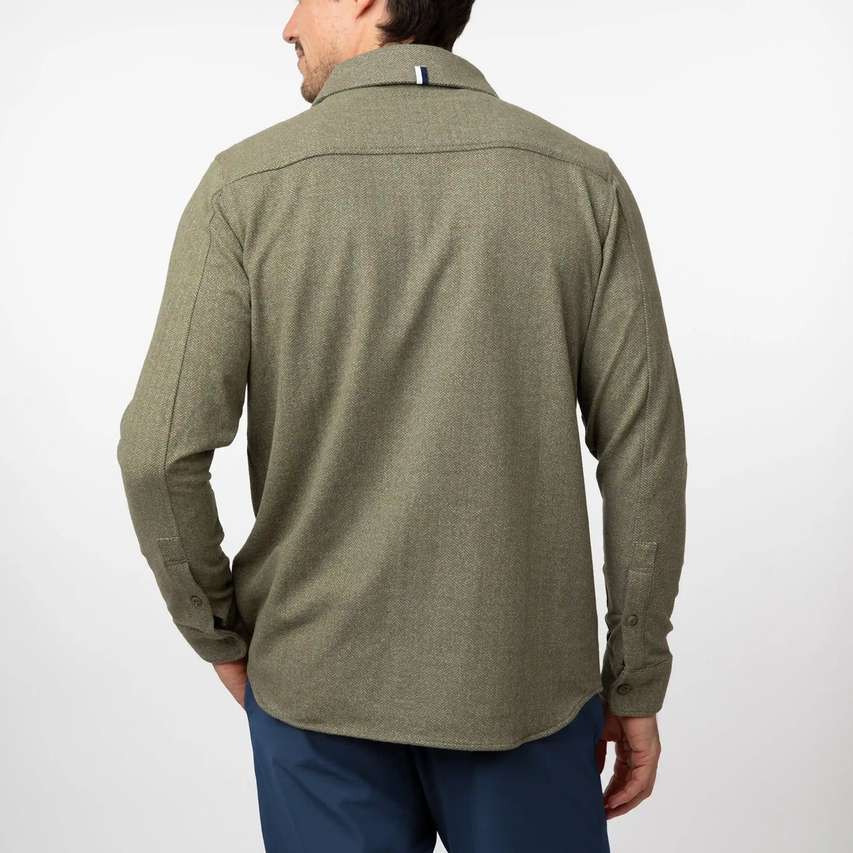 Sheffield Shirt | The Herringbone Jacquard - Moss Green/White