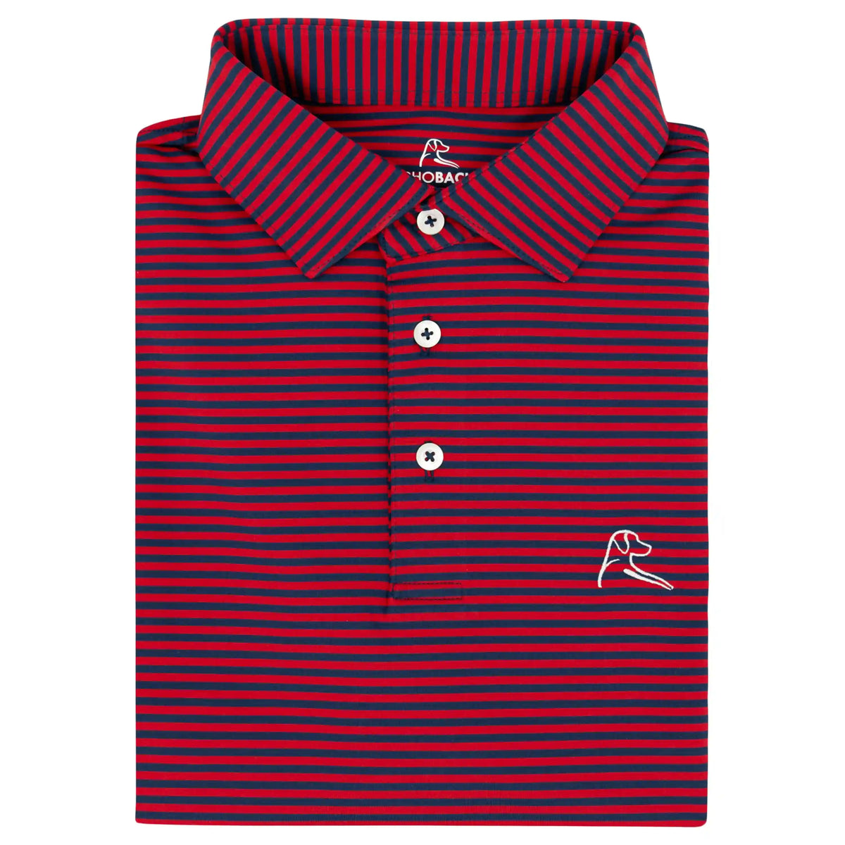 The Birdie Stripe | Performance Polo | The Birdie Stripe - Cardinal Red/Fleet Navy