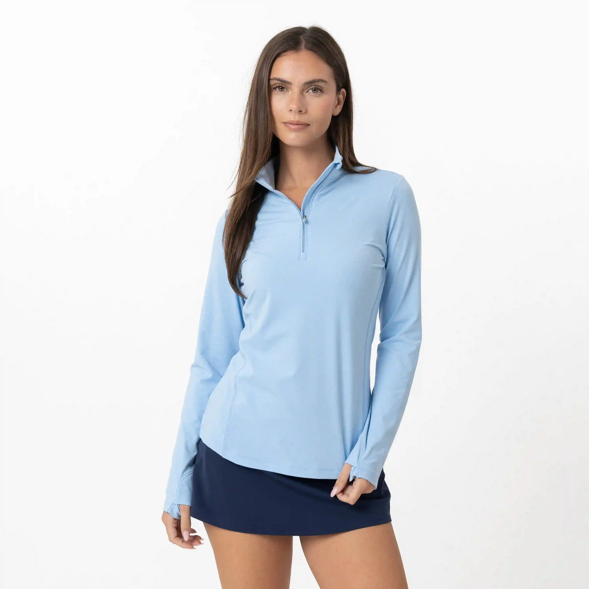 Heather Performance Q-Zip | Heather - Baby Blue/Air Blue