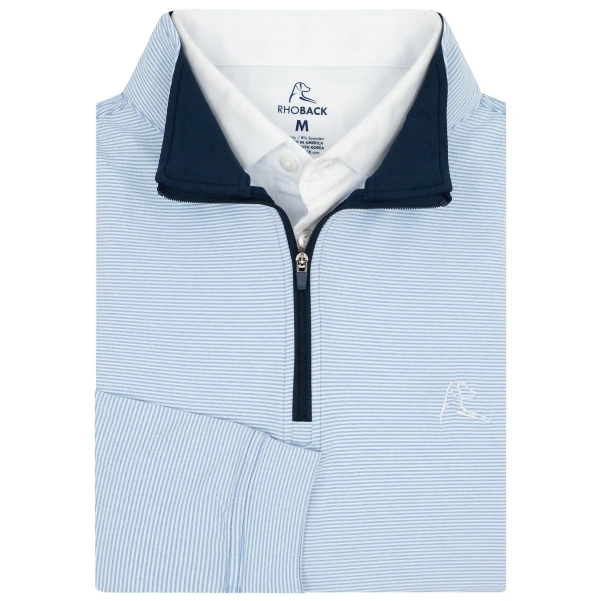 Riva Heather Stripe Performance Q-Zip | The Riva Heather Stripe - Oxford Blue/White