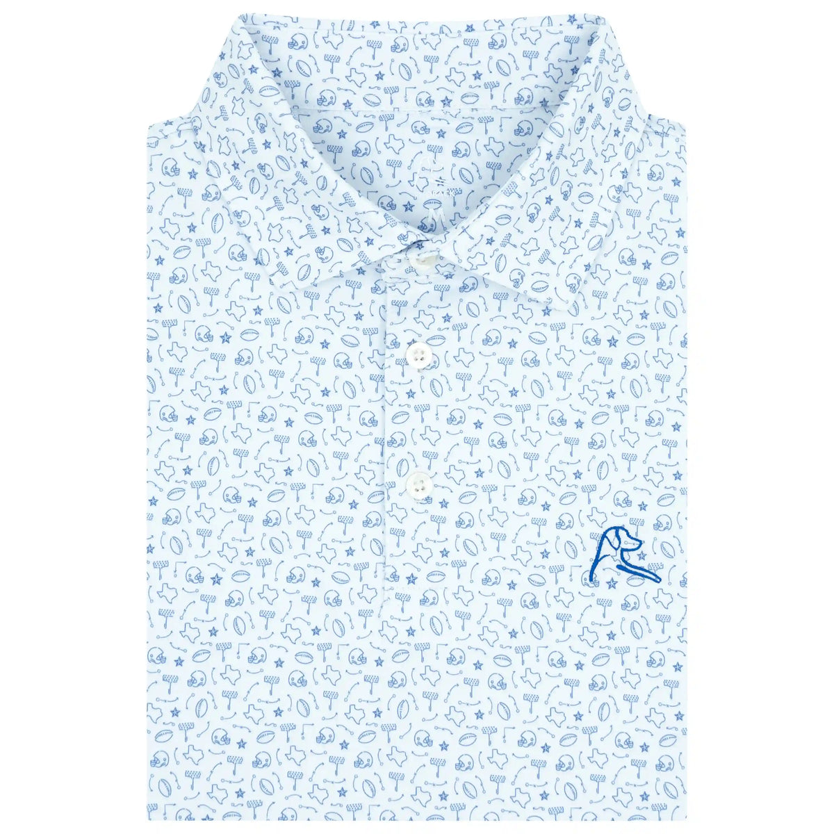 The Texas Football | Performance Polo | The Texas Football - White/Bunker Blue - TX