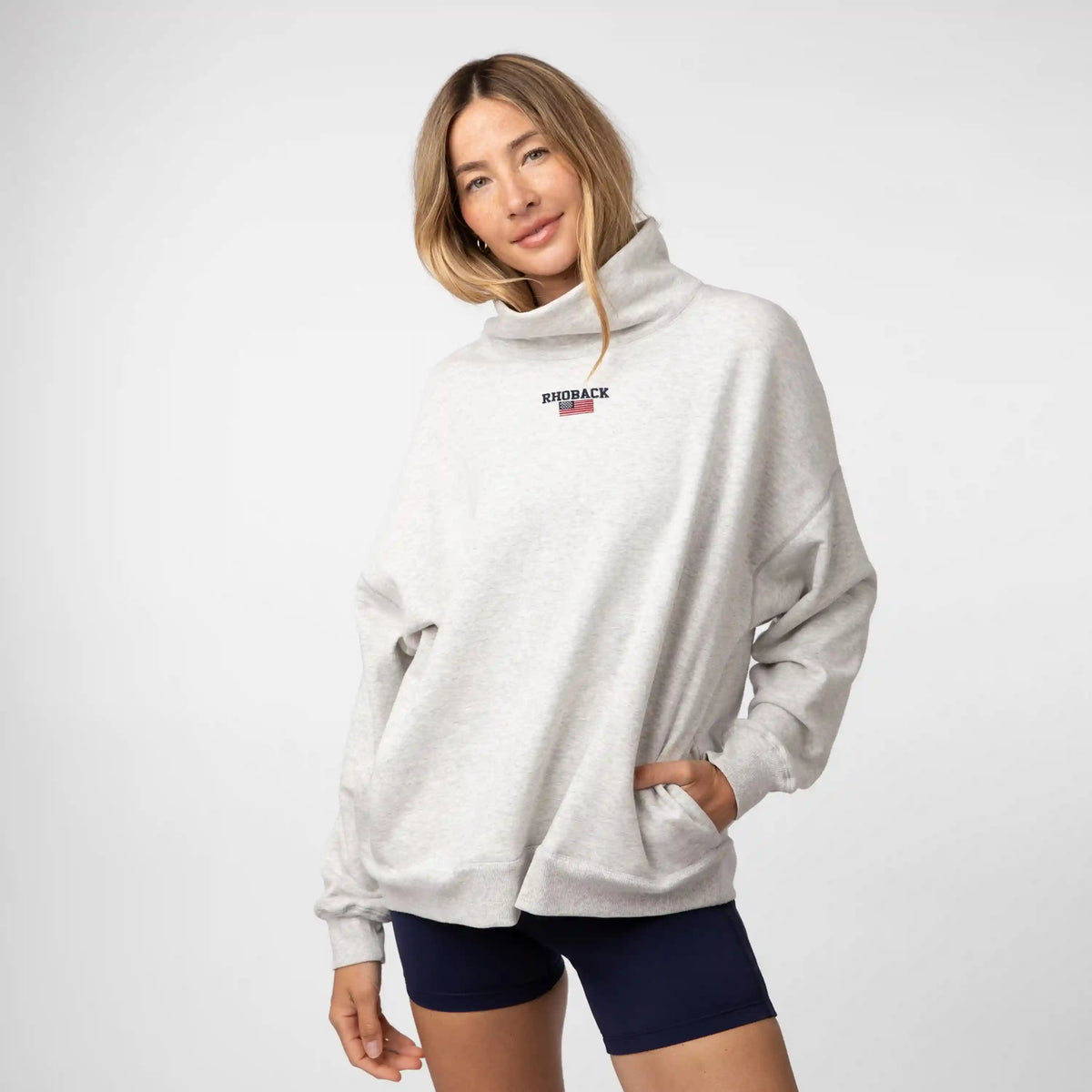 Bedford Oversized Mockneck | Heather - Ivory - USA