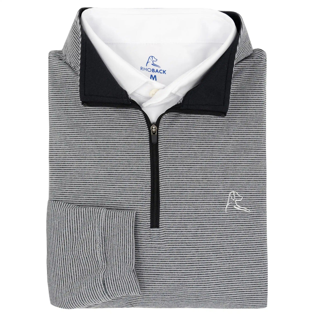 Riva Heather Stripe Performance Q-Zip | The Riva Heather Stripe - Stainless Steel/Black