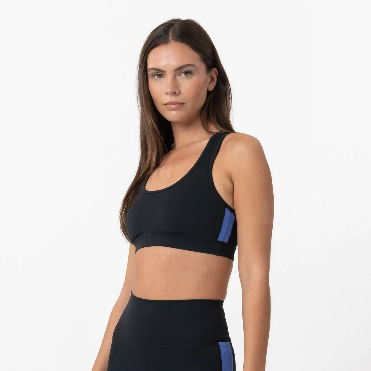 Vista Sports Bra | Solid - Midnight Black - Bunker Blue
