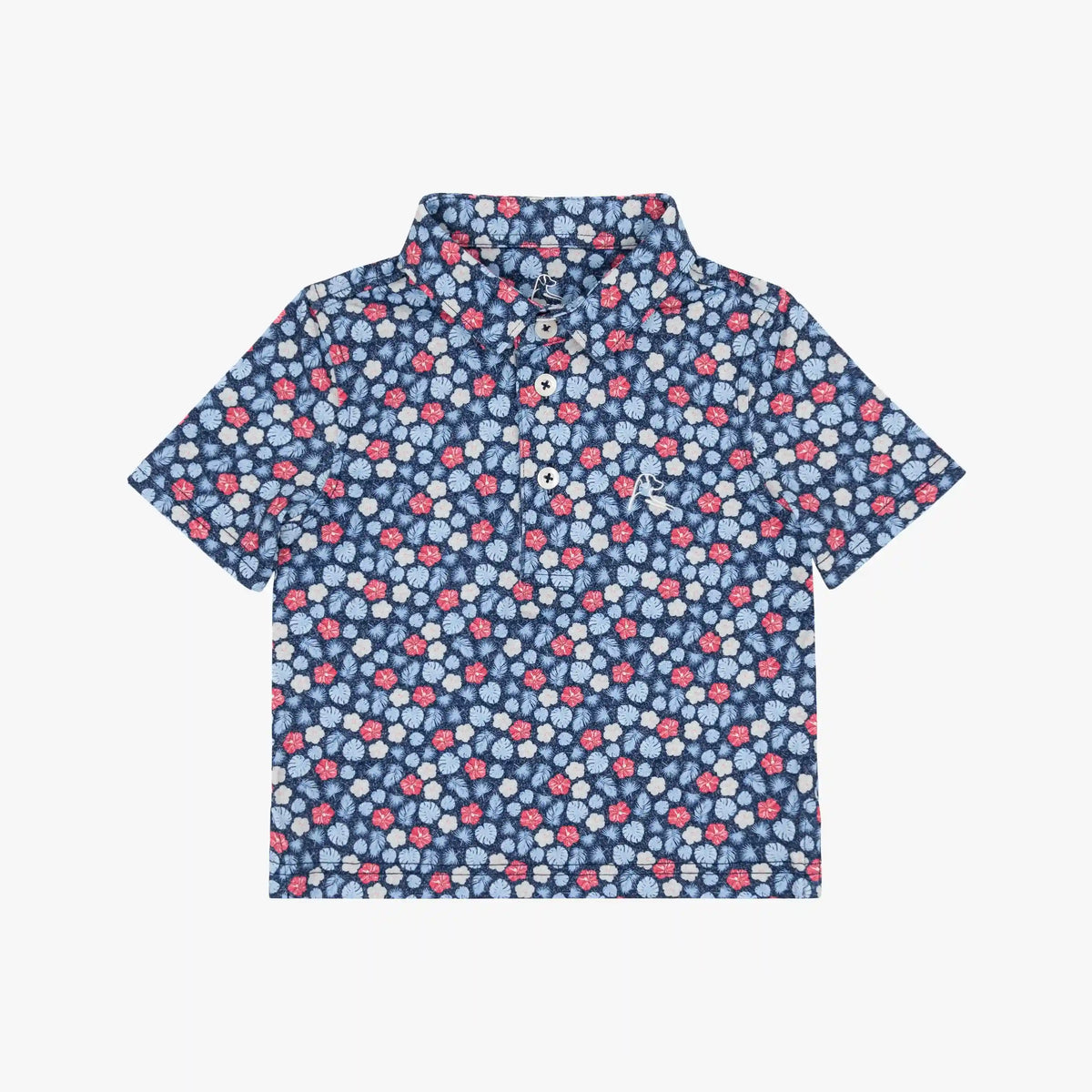 The Lil' Red, White & Hibiscus | Performance Polo | The Red, White & Hibiscus - Admiral Navy