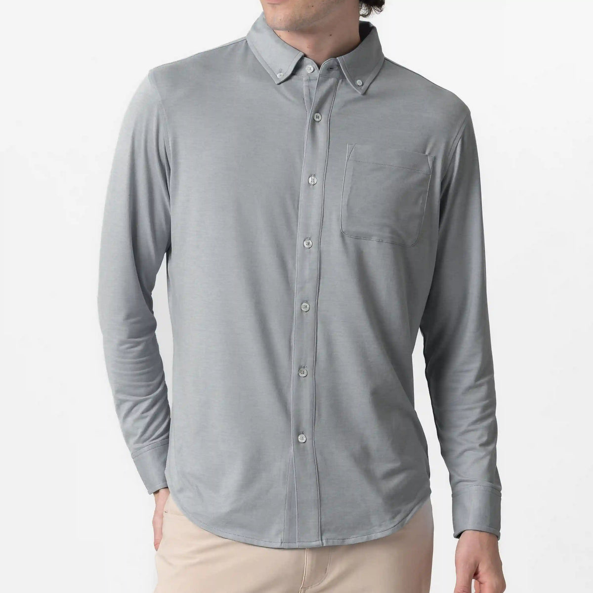 Tailwind Performance Sport Shirt | Heather - Stainless Steel/Thunder Grey