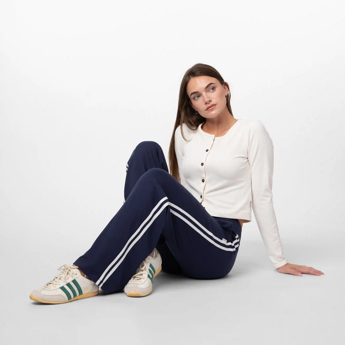 Tempo Wide-Leg Pant | Solid - Fleet Navy - Ivory