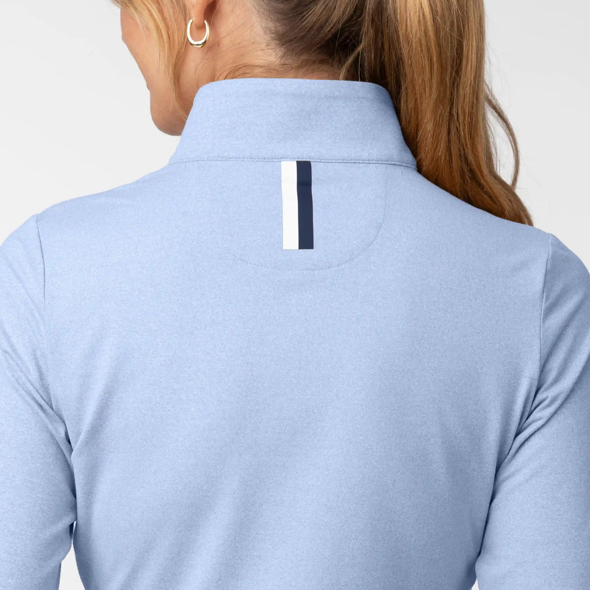 Heather Performance Q-Zip | Heather - Oxford Blue/White