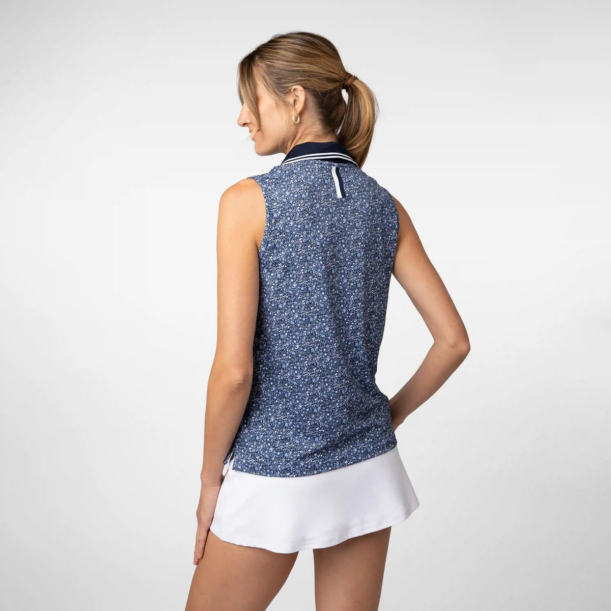 Brooke Sleeveless Performance Polo | The Wildflower - Fleet Navy/Coastal Blue