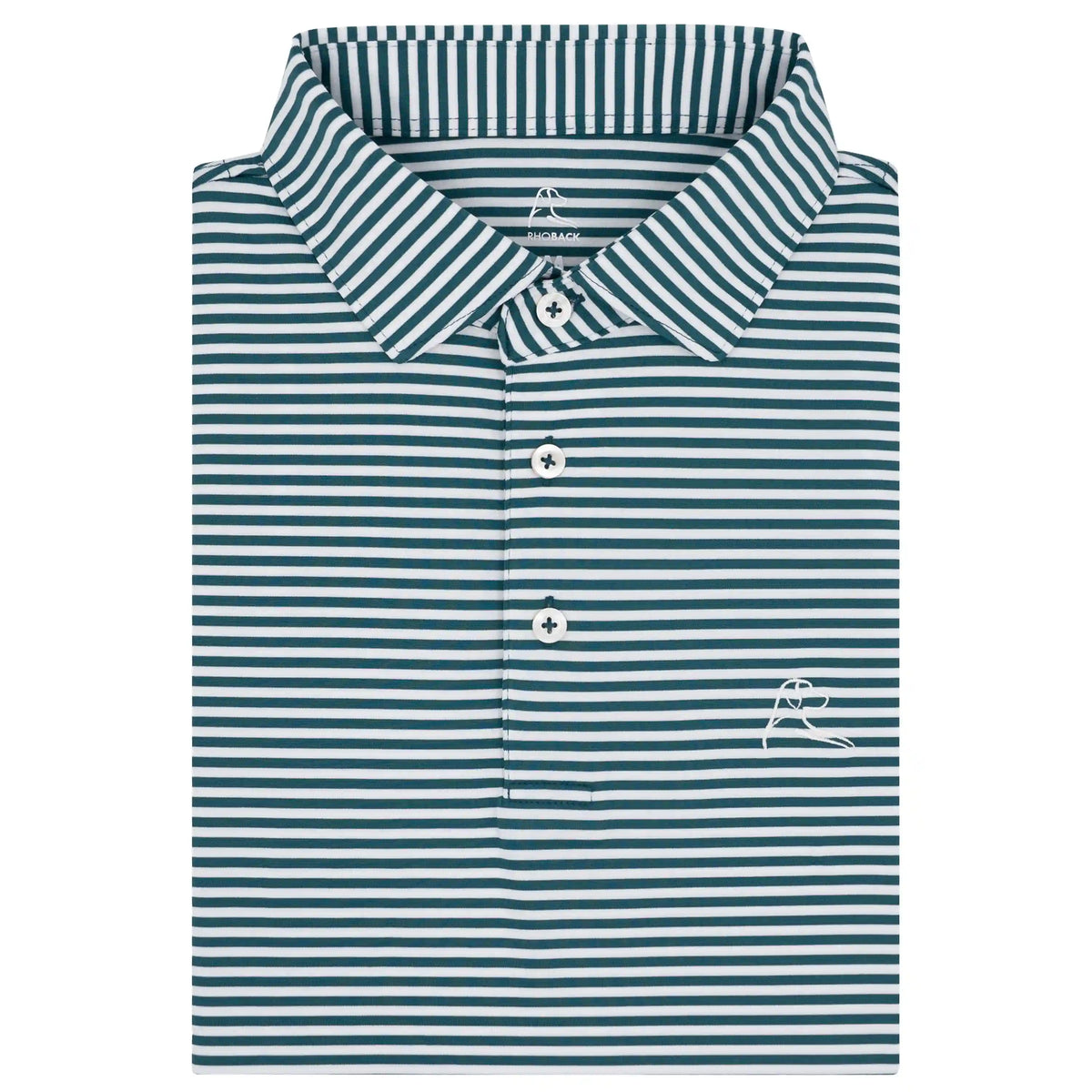 The Birdie Stripe | Performance Polo | The Birdie Stripe - Midnight Green/White